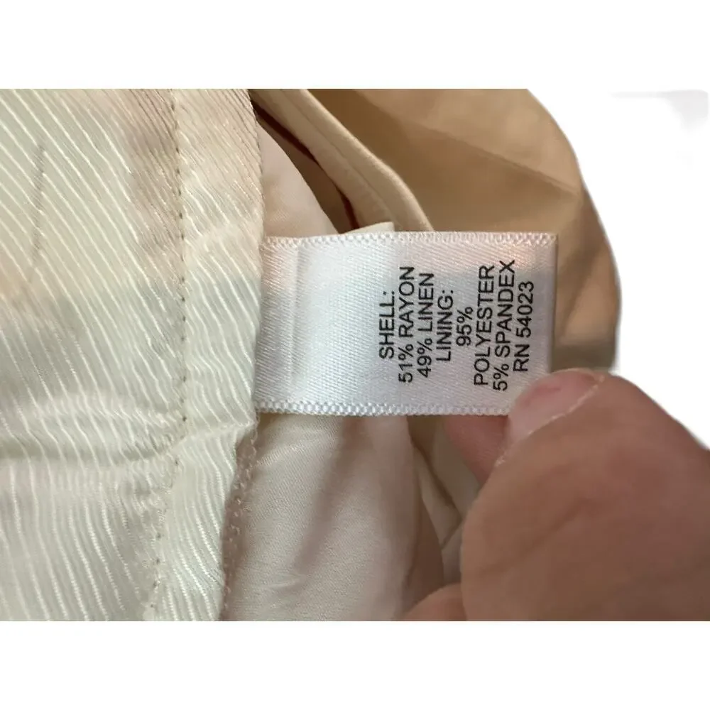Banana Republic Women's White Linen Blend High Rise Wide Leg Pants Size 4